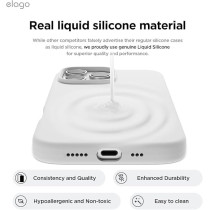 Elago Liquid Silicone For iPhone 16 Pro Case Cover Full Body Protection, Shockproof, Slim, Anti-Scratch Soft Microfiber Lining, White