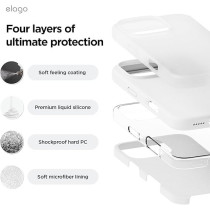 Elago Liquid Silicone For iPhone 16 Pro Case Cover Full Body Protection, Shockproof, Slim, Anti-Scratch Soft Microfiber Lining, White
