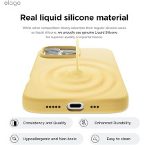 Elago Liquid Silicone For iPhone 16 Pro Case Cover Full Body Protection, Shockproof, Slim, Anti-Scratch Soft Microfiber Lining, Yellow