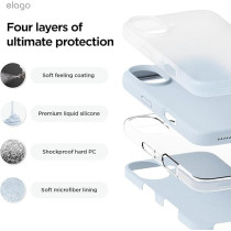 Elago Liquid Silicone For iPhone 16 Plus Case Cover Full Body Protection, Shockproof, Slim, Anti-Scratch Soft Microfiber Lining, Light Blue