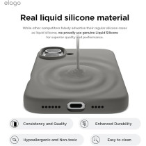 Elago Liquid Silicone For iPhone 16 Plus Case Cover Full Body Protection, Shockproof, Slim, Anti-Scratch Soft Microfiber Lining, Medium Gray