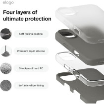 Elago Liquid Silicone For iPhone 16 Plus Case Cover Full Body Protection, Shockproof, Slim, Anti-Scratch Soft Microfiber Lining, Medium Gray