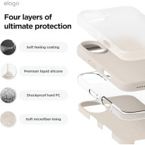 Elago Liquid Silicone For iPhone 16 Plus Case Cover Full Body Protection, Shockproof, Slim, Anti-Scratch Soft Microfiber Lining, Stone
