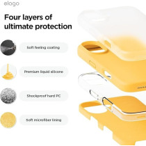 Elago Liquid Silicone For iPhone 16 Plus Case Cover Full Body Protection, Shockproof, Slim, Anti-Scratch Soft Microfiber Lining, Sunshine
