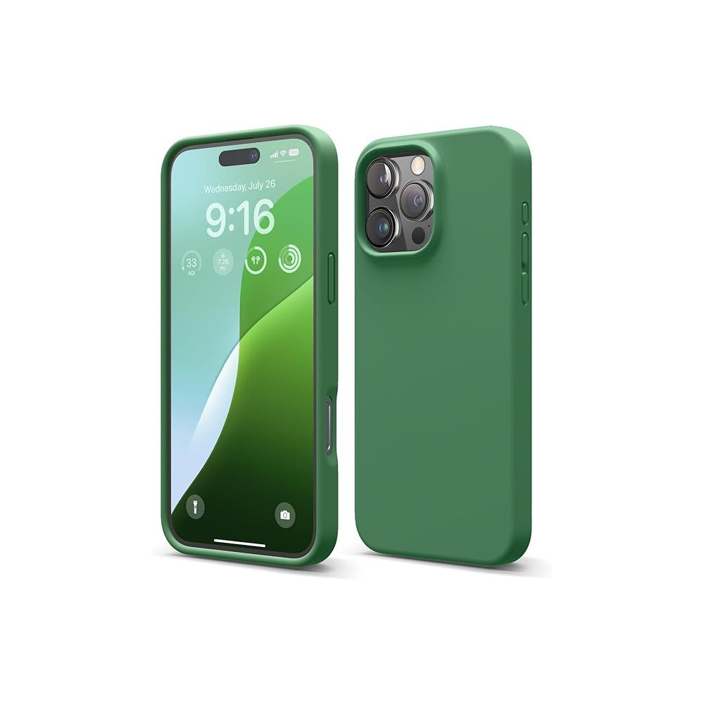 Elago Liquid Silicone For iPhone 16 Pro Max Case Cover Full Body Protection, Shockproof, Slim, Anti-Scratch Soft Microfiber Lining, Alpine Green