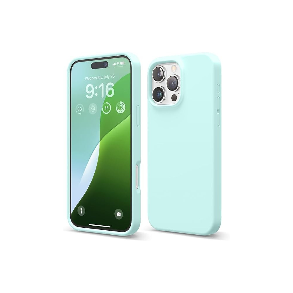 Elago Liquid Silicone For iPhone 16 Pro Max Case Cover Full Body Protection, Shockproof, Slim, Anti-Scratch Soft Microfiber Lining, Aqua Sky