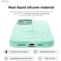 Elago Liquid Silicone For iPhone 16 Pro Max Case Cover Full Body Protection, Shockproof, Slim, Anti-Scratch Soft Microfiber Lining, Aqua Sky