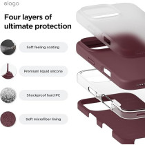 Elago Liquid Silicone For iPhone 16 Pro Max Case Cover Full Body Protection, Shockproof, Slim, Anti-Scratch Soft Microfiber Lining, Burgundy