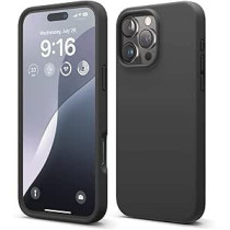 Elago Liquid Silicone For iPhone 16 Pro Max Case Cover Full Body Protection, Shockproof, Slim, Anti-Scratch Soft Microfiber Lining, Black