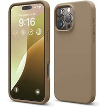 Elago Liquid Silicone For iPhone 16 Pro Max Case Cover Full Body Protection, Shockproof, Slim, Anti-Scratch Soft Microfiber Lining, Brown