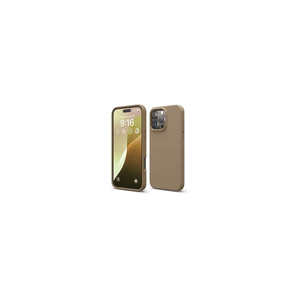 Elago Liquid Silicone For iPhone 16 Pro Max Case Cover Full Body Protection, Shockproof, Slim, Anti-Scratch Soft Microfiber Lining, Brown