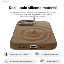 Elago Liquid Silicone For iPhone 16 Pro Max Case Cover Full Body Protection, Shockproof, Slim, Anti-Scratch Soft Microfiber Lining, Brown