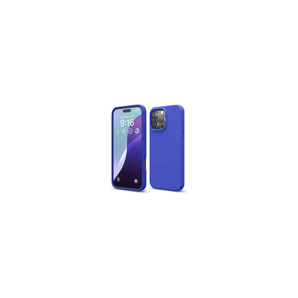 Elago Liquid Silicone For iPhone 16 Pro Max Case Cover Full Body Protection, Shockproof, Slim, Anti-Scratch Soft Microfiber Lining, Cobalt Blue