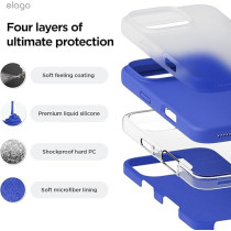 Elago Liquid Silicone For iPhone 16 Pro Max Case Cover Full Body Protection, Shockproof, Slim, Anti-Scratch Soft Microfiber Lining, Cobalt Blue