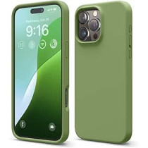 Elago Liquid Silicone For iPhone 16 Pro Max Case Cover Full Body Protection, Shockproof, Slim, Anti-Scratch Soft Microfiber Lining, Cedar Green