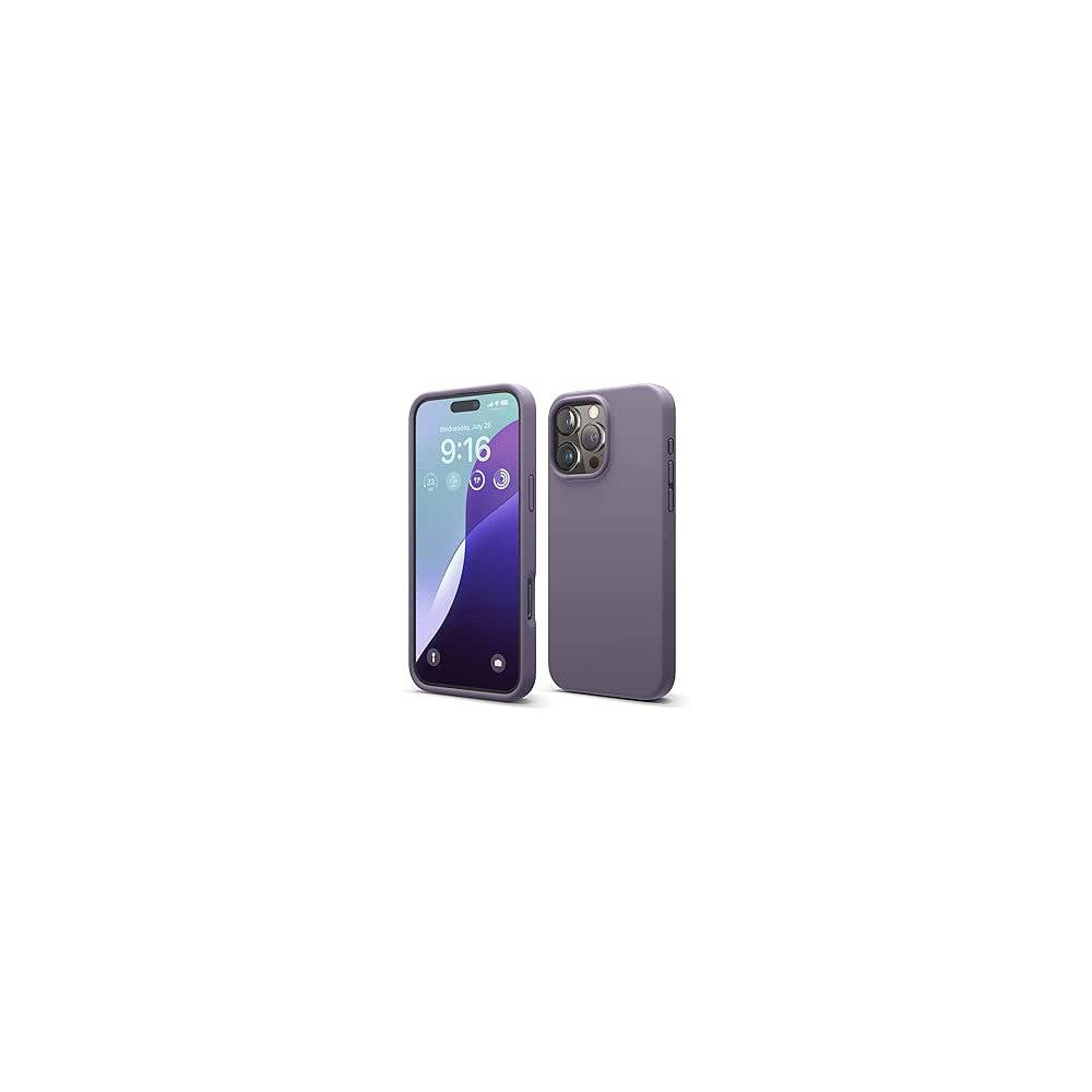 Elago Liquid Silicone For iPhone 16 Pro Max Case Cover Full Body Protection, Shockproof, Slim, Anti-Scratch Soft Microfiber Lining, Deep Lavender