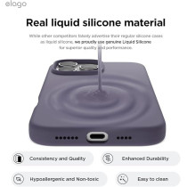 Elago Liquid Silicone For iPhone 16 Pro Max Case Cover Full Body Protection, Shockproof, Slim, Anti-Scratch Soft Microfiber Lining, Deep Lavender