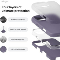 Elago Liquid Silicone For iPhone 16 Pro Max Case Cover Full Body Protection, Shockproof, Slim, Anti-Scratch Soft Microfiber Lining, Deep Lavender