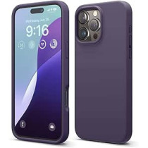 Elago Liquid Silicone For iPhone 16 Pro Max Case Cover Full Body Protection, Shockproof, Slim, Anti-Scratch Soft Microfiber Lining, Deep Purple