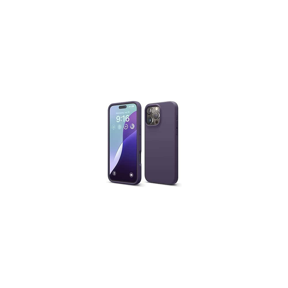 Elago Liquid Silicone For iPhone 16 Pro Max Case Cover Full Body Protection, Shockproof, Slim, Anti-Scratch Soft Microfiber Lining, Deep Purple