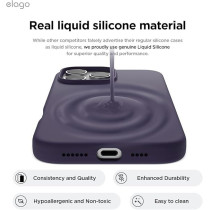 Elago Liquid Silicone For iPhone 16 Pro Max Case Cover Full Body Protection, Shockproof, Slim, Anti-Scratch Soft Microfiber Lining, Deep Purple