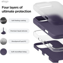 Elago Liquid Silicone For iPhone 16 Pro Max Case Cover Full Body Protection, Shockproof, Slim, Anti-Scratch Soft Microfiber Lining, Deep Purple