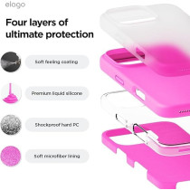 Elago Liquid Silicone For iPhone 16 Pro Max Case Cover Full Body Protection, Shockproof, Slim, Anti-Scratch Soft Microfiber Lining, Ice Red