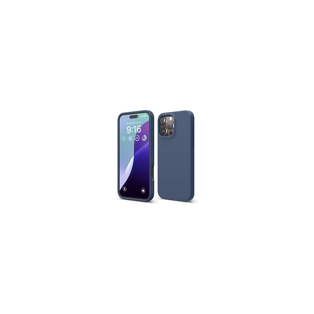 Elago Liquid Silicone For iPhone 16 Pro Max Case Cover Full Body Protection, Shockproof, Slim, Anti-Scratch Soft Microfiber Lining, Jean Indigo