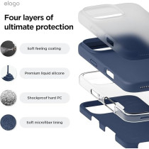 Elago Liquid Silicone For iPhone 16 Pro Max Case Cover Full Body Protection, Shockproof, Slim, Anti-Scratch Soft Microfiber Lining, Jean Indigo