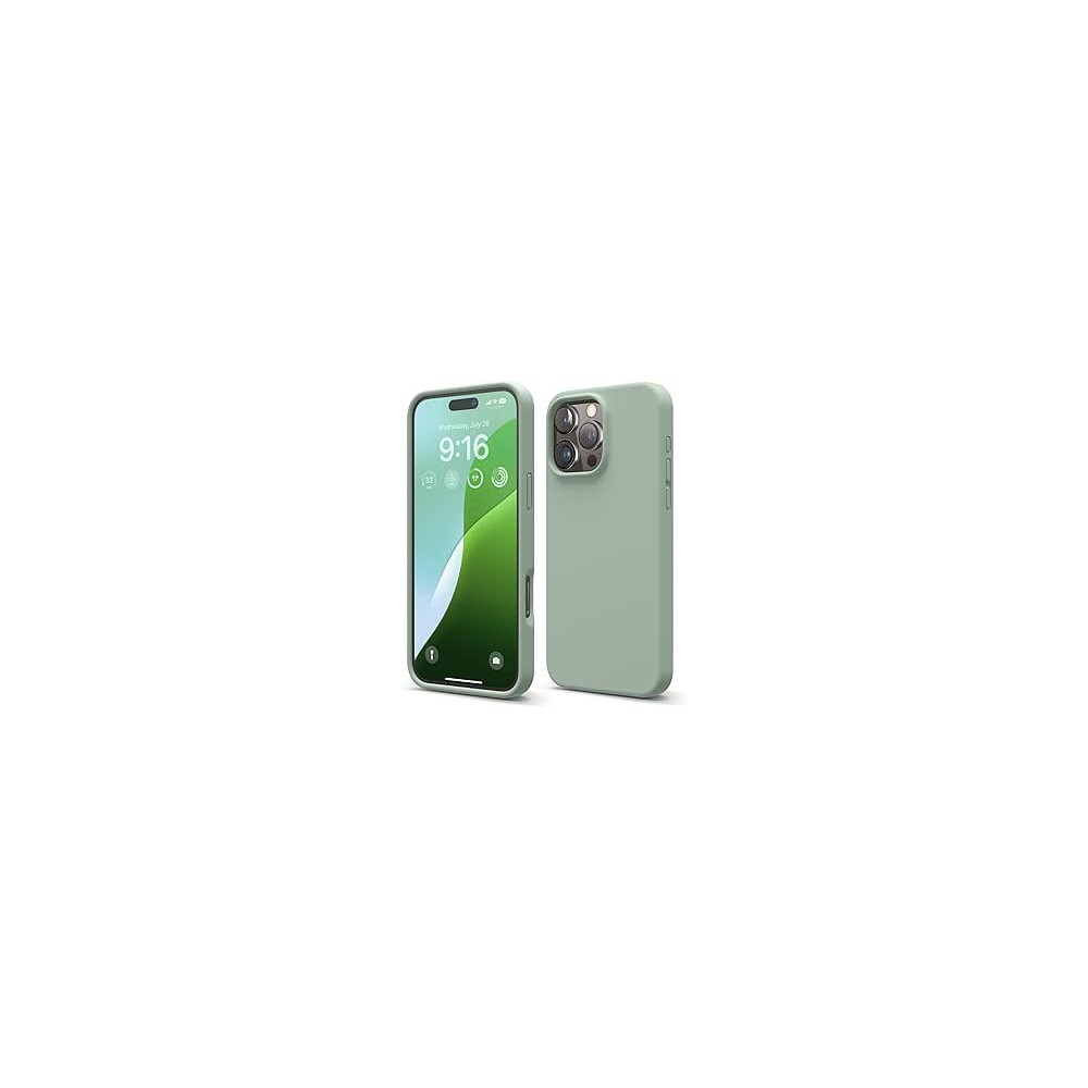 Elago Liquid Silicone For iPhone 16 Pro Max Case Cover Full Body Protection, Shockproof, Slim, Anti-Scratch Soft Microfiber Lining, Khaki Green