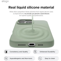 Elago Liquid Silicone For iPhone 16 Pro Max Case Cover Full Body Protection, Shockproof, Slim, Anti-Scratch Soft Microfiber Lining, Khaki Green