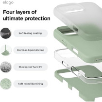 Elago Liquid Silicone For iPhone 16 Pro Max Case Cover Full Body Protection, Shockproof, Slim, Anti-Scratch Soft Microfiber Lining, Khaki Green