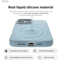 Elago Liquid Silicone For iPhone 16 Pro Max Case Cover Full Body Protection, Shockproof, Slim, Anti-Scratch Soft Microfiber Lining, Light Blue