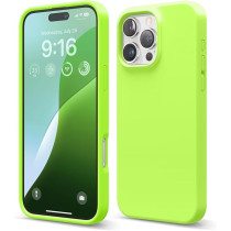 Elago Liquid Silicone For iPhone 16 Pro Max Case Cover Full Body Protection, Shockproof, Slim, Anti-Scratch Soft Microfiber Lining, Lime Green