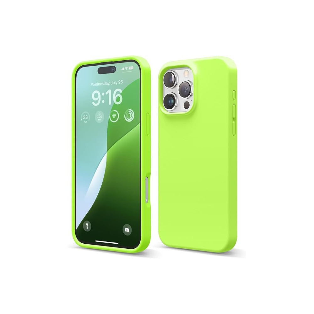 Elago Liquid Silicone For iPhone 16 Pro Max Case Cover Full Body Protection, Shockproof, Slim, Anti-Scratch Soft Microfiber Lining, Lime Green