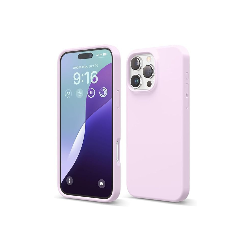Elago Liquid Silicone For iPhone 16 Pro Max Case Cover Full Body Protection, Shockproof, Slim, Anti-Scratch Soft Microfiber Lining, Light Lilac