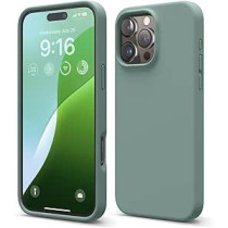 Elago Liquid Silicone For iPhone 16 Pro Max Case Cover Full Body Protection, Shockproof, Slim, Anti-Scratch Soft Microfiber Lining, Midnight Green
