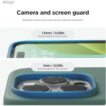 Elago Liquid Silicone For iPhone 16 Pro Max Case Cover Full Body Protection, Shockproof, Slim, Anti-Scratch Soft Microfiber Lining, Midnight Green