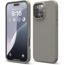 Elago Liquid Silicone For iPhone 16 Pro Max Case Cover Full Body Protection, Shockproof, Slim, Anti-Scratch Soft Microfiber Lining, Medium Gray