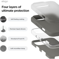 Elago Liquid Silicone For iPhone 16 Pro Max Case Cover Full Body Protection, Shockproof, Slim, Anti-Scratch Soft Microfiber Lining, Medium Gray
