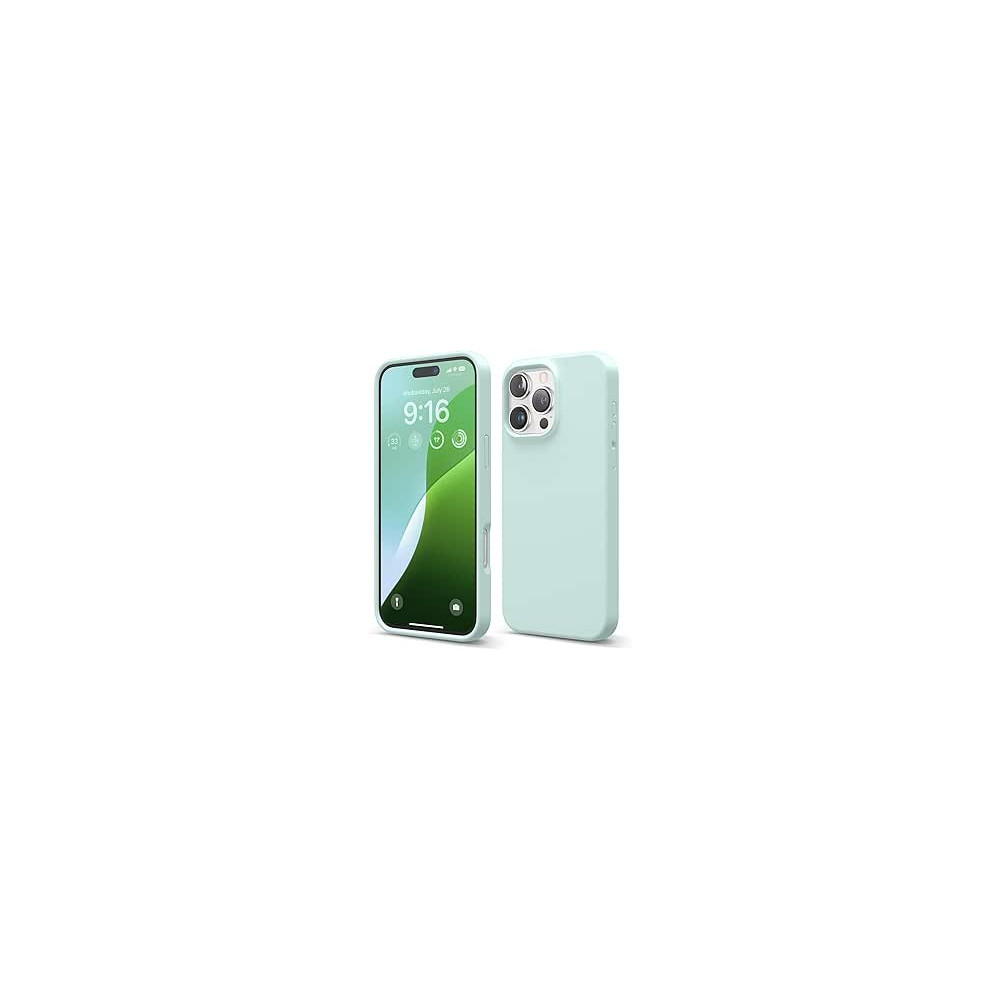 Elago Liquid Silicone For iPhone 16 Pro Max Case Cover Full Body Protection, Shockproof, Slim, Anti-Scratch Soft Microfiber Lining, Mint