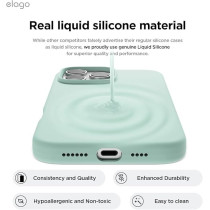 Elago Liquid Silicone For iPhone 16 Pro Max Case Cover Full Body Protection, Shockproof, Slim, Anti-Scratch Soft Microfiber Lining, Mint