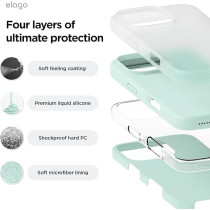 Elago Liquid Silicone For iPhone 16 Pro Max Case Cover Full Body Protection, Shockproof, Slim, Anti-Scratch Soft Microfiber Lining, Mint