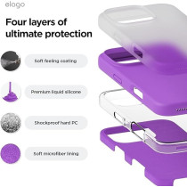 Elago Liquid Silicone For iPhone 16 Pro Max Case Cover Full Body Protection, Shockproof, Slim, Anti-Scratch Soft Microfiber Lining, Neon Purple