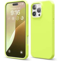 Elago Liquid Silicone For iPhone 16 Pro Max Case Cover Full Body Protection, Shockproof, Slim, Anti-Scratch Soft Microfiber Lining, Neon Yellow