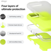Elago Liquid Silicone For iPhone 16 Pro Max Case Cover Full Body Protection, Shockproof, Slim, Anti-Scratch Soft Microfiber Lining, Neon Yellow