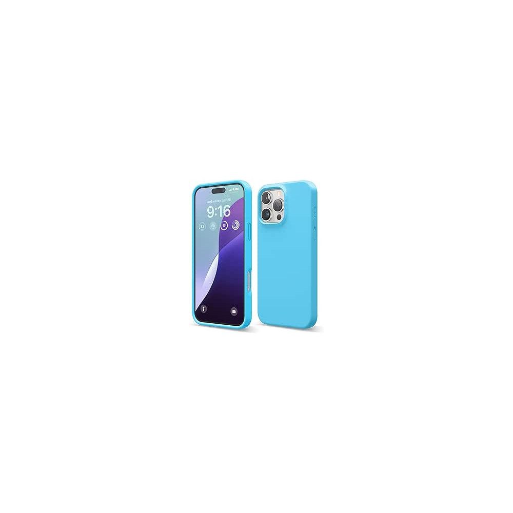 Elago Liquid Silicone For iPhone 16 Pro Max Case Cover Full Body Protection, Shockproof, Slim, Anti-Scratch Soft Microfiber Lining, Ocean Blue