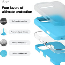 Elago Liquid Silicone For iPhone 16 Pro Max Case Cover Full Body Protection, Shockproof, Slim, Anti-Scratch Soft Microfiber Lining, Ocean Blue