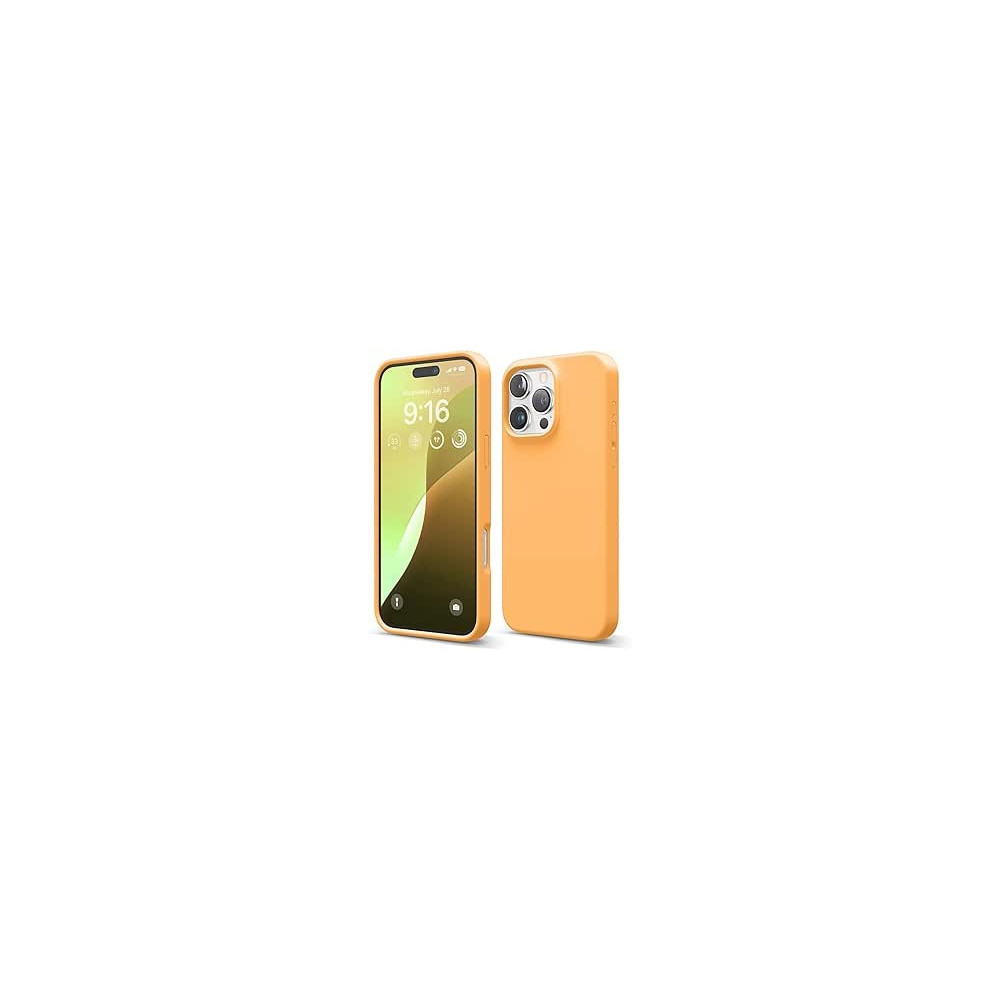 Elago Liquid Silicone For iPhone 16 Pro Max Case Cover Full Body Protection, Shockproof, Slim, Anti-Scratch Soft Microfiber Lining, Orange