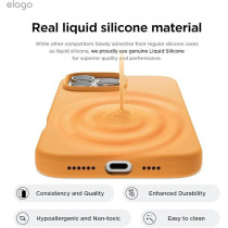 Elago Liquid Silicone For iPhone 16 Pro Max Case Cover Full Body Protection, Shockproof, Slim, Anti-Scratch Soft Microfiber Lining, Orange